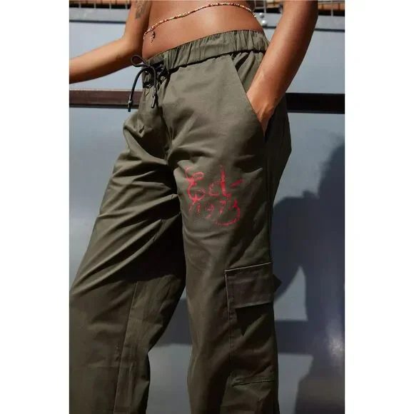 Ed Hardy x Urban Outfitters Khaki Koi Leaper Cargo Pants, XS - Picture 2 of 9